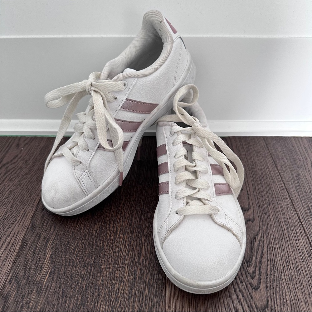Adidas Girl Super Star Leather White and Pink Sneakers
